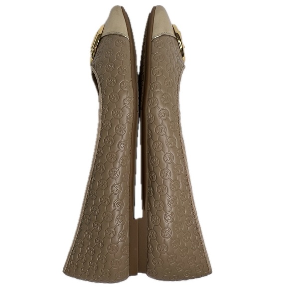 Michael Kors Ballet Flats MK Logo Embossed Gold Tan Beige 8M Luxe Neutral - Picture 7 of 17